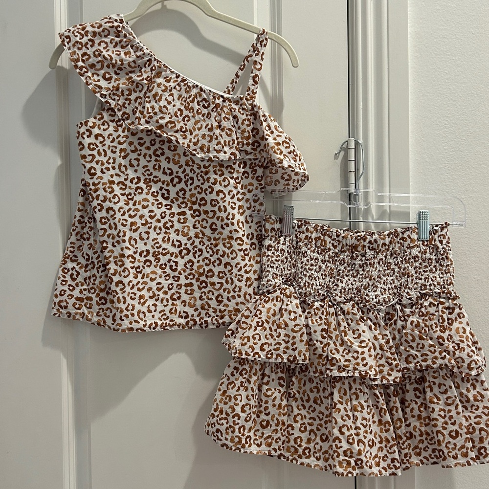 Janie and Jack Brown and White Ruffle Top